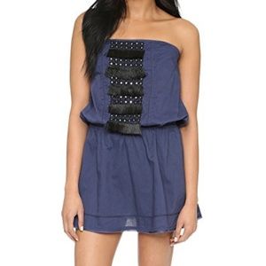 St. Roche Britt Navy Fringe Dress Cover up